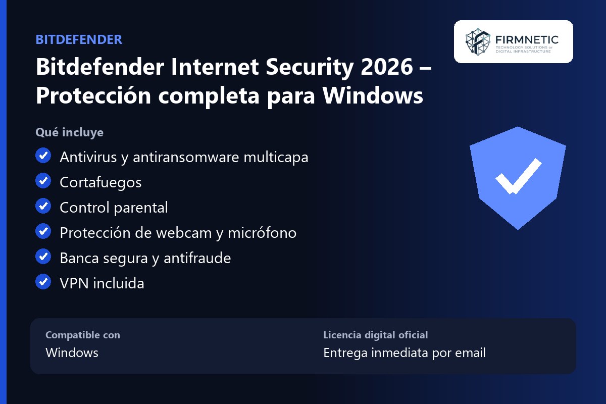 Bitdefender Internet Security 2026 – Protección completa para Windows – características