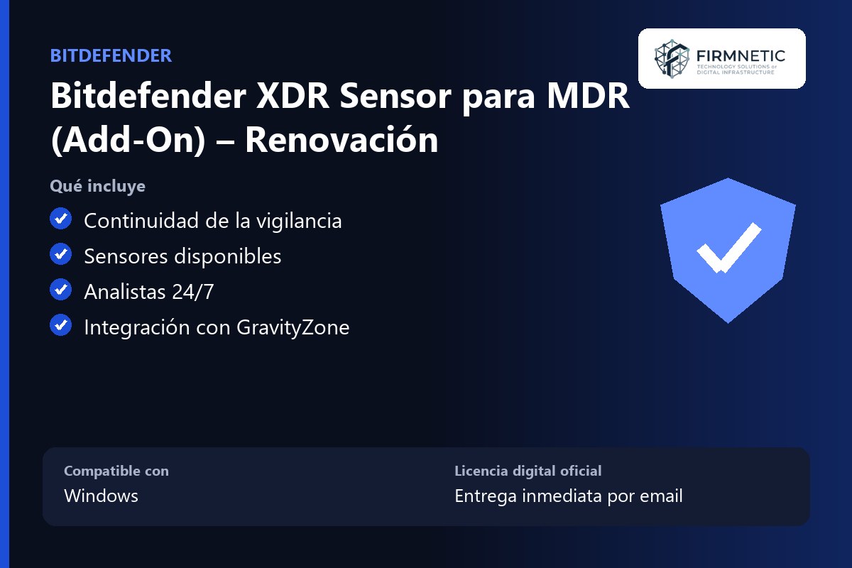 Renovación Bitdefender XDR Sensor para MDR (Add-On) – características