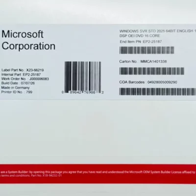 Microsoft Windows Server Standard 2025 - 16 Cores - Retail