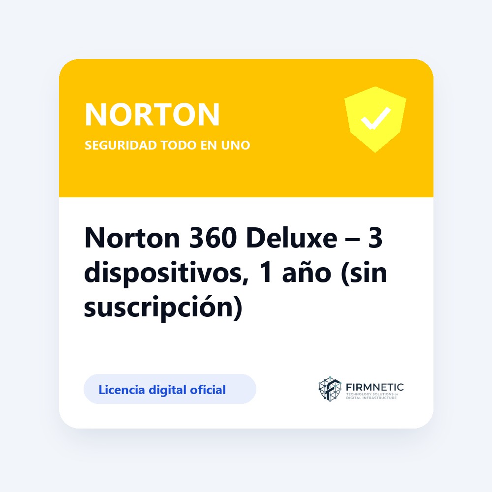 Norton 360 Deluxe 3 dispositivos, 1 año (sin suscripción)