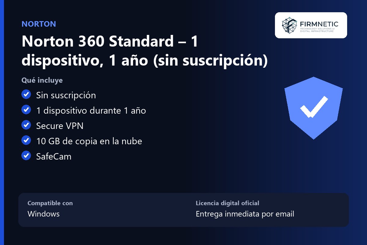 Norton 360 Standard 1 dispositivo, 1 año (sin suscripción) – características