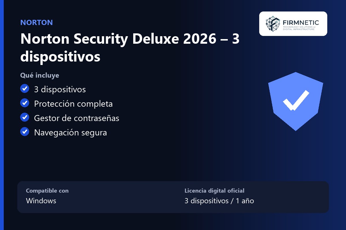 Norton Security Deluxe 2026 – 3 dispositivos – características
